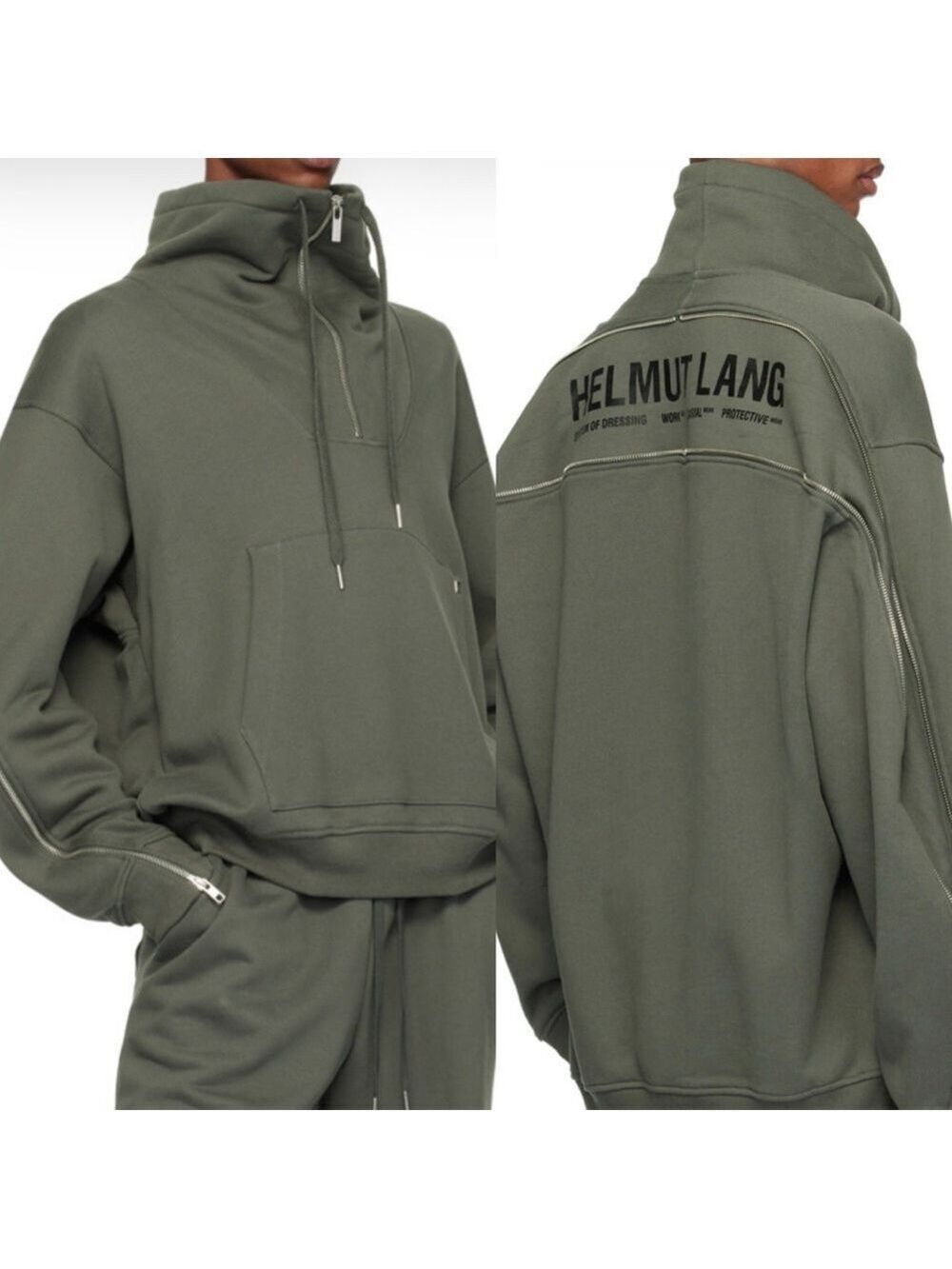 Like New Helmut Lang Funnel Neck Graphic Suitcase Sweatshirt Gray size medium